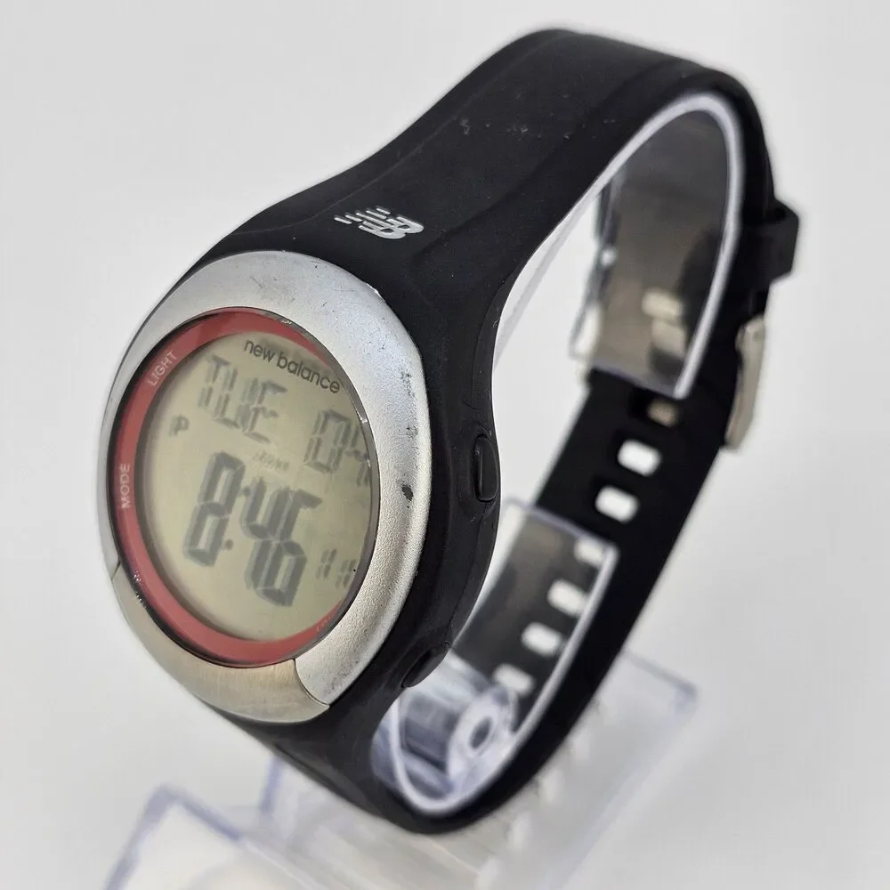 New Balance Duo Sport Men's Digital Watch 40MM Black Plastic Bands New‎ Battery